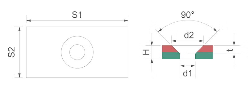 Neodymium Countersunk Block Magnet (5) Neodymium Countersunk Block Magnet (5)